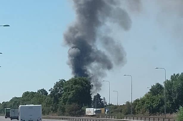 Huge black plumes of smoke spotted as Bedfordshire fire crews tackle field blaze near Wyboston
