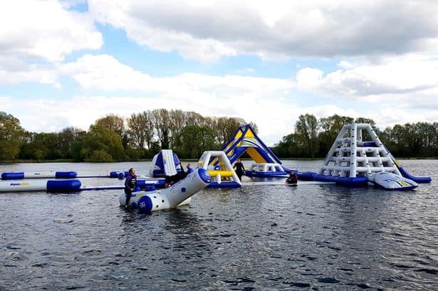 Ride at Wyboston Lakes, the perfect place for hot weather with inflatable assault course, jet skis and newfoundland dog experience